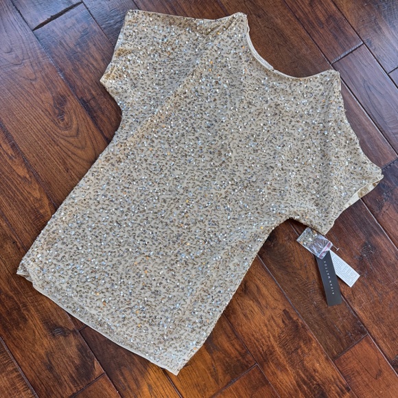 Aidan Mattox Gold Sequin Cold Shoulder Mini Dress Size 4 NWT - Picture 3 of 10